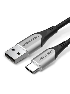Кабель Vention Cotton Braided USB 2.0 A Male to C Male 3A Cable 3M Gray Aluminum Alloy Type (CODHI)