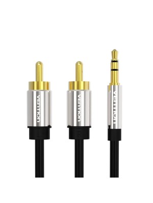Кабель Vention 3.5mm Male to 2RCA Male Audio Cable 1.5M Black Metal Type (BCFBG)