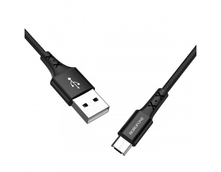 Кабель BOROFONE BX20 USB to Micro 2A, 1m, nylon, TPE connectors, Black