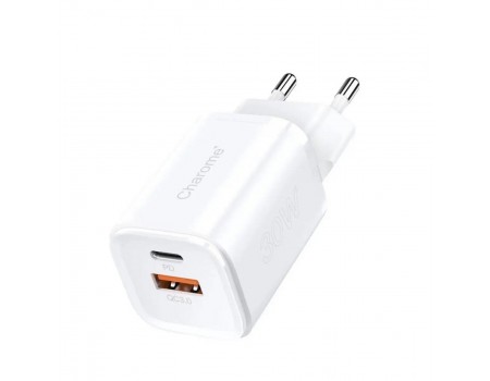 Мережевий зарядний пристрій CHAROME C11s PD33W GaN (USB-C+USB-A) Charger Set White
