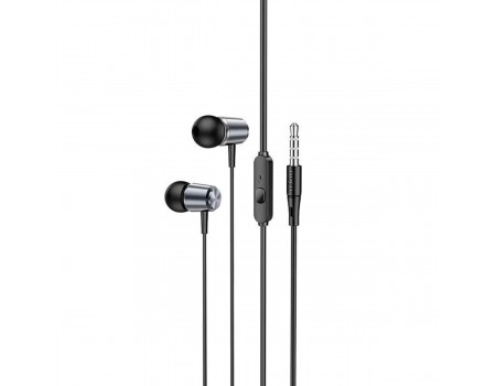 Наушники HOCO M108 Spring metal universal earphones with mic Metal Gray