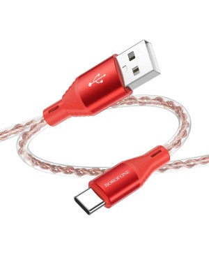 Кабель BOROFONE BX96 Ice crystal silicone charging data cable Type-C Red