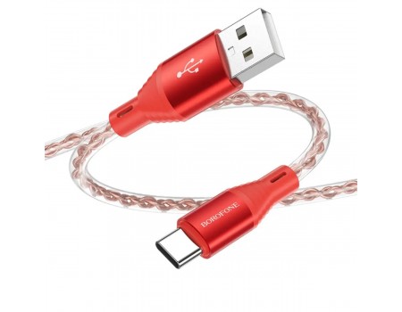 Кабель BOROFONE BX96 Ice crystal silicone charging data cable Type-C Red