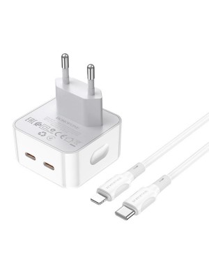 Сетевое зарядное устройство BOROFONE BA76A Source dual port PD35W(2C) charger set(C to iP) White