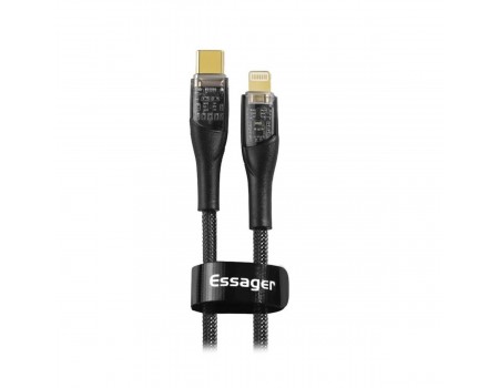 Кабель Essager Interstellar Transparent Design USB Разъемы Cable Type C to Lightning 2m black (EXCTL-XJA01-P)