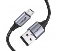 Кабель UGREEN US290 USB 2.0 A to Micro USB Cable Nickel Plating Aluminum Braid 2m (Black) (UGR-60148)