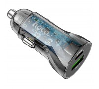 Автомобільний зарядний пристрій HOCO Z47A Transparent Discovery Edition dual port PD30W+QC3.0 car charger set(C to iP) Transparent Black