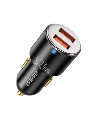Автомобільний зарядний пристрій Essager City Dual USB-A Car Charger 60W  black (ECC2C1A-FF01)