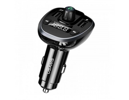 Автомобільний зарядний пристрій з FM-модулятором Usams US-CC115 C21 Dual USB 3.4A Digital Display Wireless FM Car Charger Black