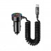 Автомобільний зарядний пристрій Usams US-CC167 C33 60W Car Charger With Spring Cable Black
