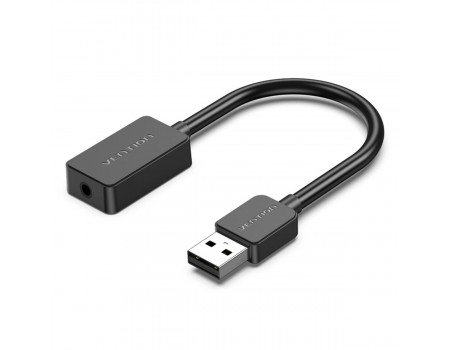 Адаптер Vention 1-port USB External Sound Card 0.15M Black(OMTP-CTIA) (CDZB0)
