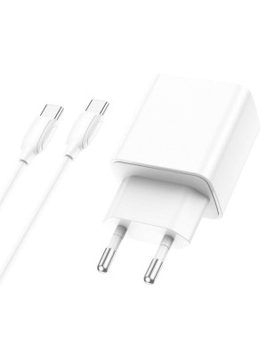 Сетевое зарядное устройство BOROFONE BA67A PD20W+QC3.0 charger set(Type-C to Type-C) White