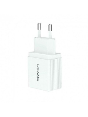 Мережевий зарядний пристрій Usams US-CC090 T24 2.1A Dual USB Travel Charger (EU) White