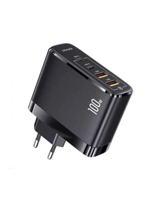 Сетевое зарядное устройство для Usams US-CC145 T44 100W 4 Ports GaN Fast 2A+2C Charger (EU) Black