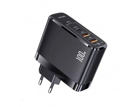 Сетевое зарядное устройство для Usams US-CC145 T44 100W 4 Ports GaN Fast 2A+2C Charger (EU) Black