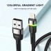 Кабель Essager Colorful LED USB Cable Fast Charging 2.4A USB-A to Lightning 2m black (EXCL-XCDA01)