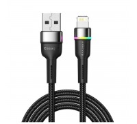 Кабель Essager Colorful LED USB Cable Fast Charging 2.4A USB-A to Lightning 2m black (EXCL-XCDA01)