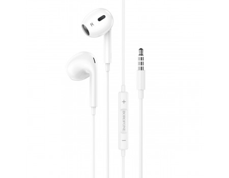 Наушники BOROFONE BM80 Max Gorgeous wire-controlled earphones with microphone White