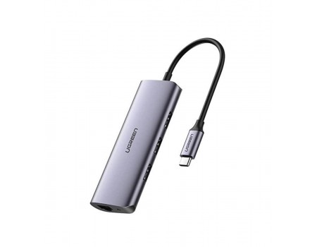 Хаб UGREEN CM252 USB-C to 3xUSB 3.0+RJ45+USB-C Multifunction Adapter (UGR-60718)