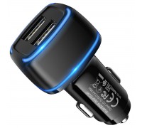 Автомобільний зарядний пристрій BOROFONE BZ14 Max dual port ambient light car charger Black