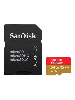 microSDXC (UHS-1 U3) SanDisk Extreme For Action Cams and Drones A2 64Gb class 10 V30 (R170MB/s,W80MB/s) (adapter)