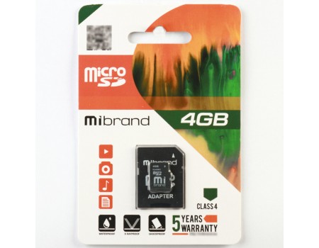 microSDHC Mibrand 4Gb class 4 (adapter SD)