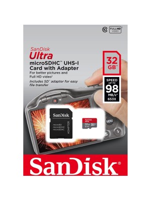 microSDHC (UHS-1) SanDisk Ultra 32Gb class 10 A1 (120Mb/s) (adapter SD) Imaging Packaging