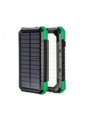 Универсальная мобильная батарея Solar power bank with 32pcs camping LED 20000mAh PN-W12Pro IPX4 |2USB/Type-C, 18W/3A, PD/QC|