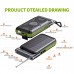 Универсальная мобильная батарея Solar power bank FM radio Wireless charger 20000mAh PN-W26 IPX4 |1USB/Type-C, 15W/3A, Qi|