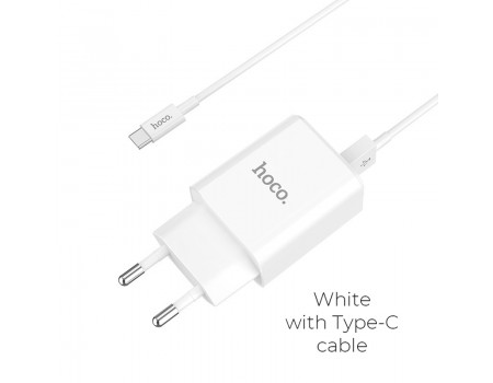 Зарядное устройство сетевое HOCO C62A Victoria with Type-C cable |2USB, 2.1А|