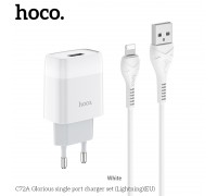 Зарядное устройство сетевое HOCO Lightning Cable Glorious C72A |1USB, 2.1A|