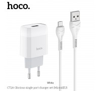 Зарядное устройство сетевое HOCO Micro USB Cable Glorious C72A |1USB, 2.1A|