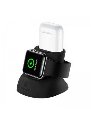 Подставка для зарядки USAMS 2in1 Silicon Charging Holder For Apple Watch And AirPods US-ZJ051