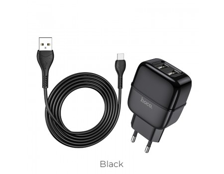 Зарядное устройство сетевое HOCO Type-C cable Highway C77A |2USB, 2.4A|