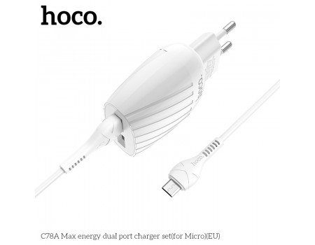 Зарядное устройство сетевое HOCO Micro USB Cable Max energy C78A |2USB, 2.4A|