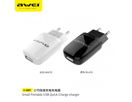 Зарядное устройство сетевое AWEI Small Portable C-821 |1USB, 2A|