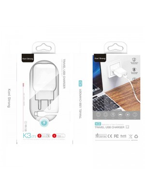 Зарядное устройство сетевое KONI STRONG Type-C cable K3(T) |1USB, 2.1A, 10.5W|