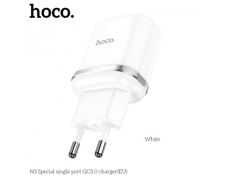 Зарядное устройство сетевое HOCO Special FCP, AFC N3 |1USB, 18W/3A, QC3.0| (Safety Certified)