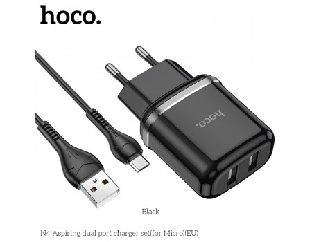 Зарядное устройство сетевое HOCO Micro USB cable Aspiring dual port charger set N4 |2USB, 2.4A|