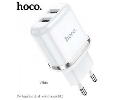 Зарядное устройство сетевое HOCO Aspiring dual port charger  N4 |2USB, 2.4A| (Safety Certified)