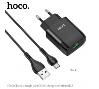 Зарядное устройство сетевое HOCO Micro USB cable Glorious charger set C72Q |1USB, QC3.0/FCP/AFC, 3A, 18W|