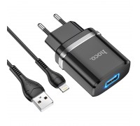 Зарядное устройство сетевое HOCO Lightning Cable Ardent charger set N1 |1USB, 2.4A, 12W| (Safety Certified)