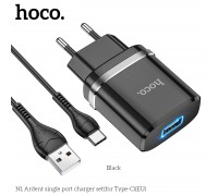 Зарядное устройство сетевое HOCO Type-C Cable Ardent charger set N1 |1USB, 2.4A, 12W| (Safety Certified)