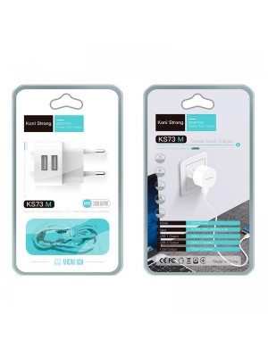 Зарядное устройство сетевое KONI Strong Micro USB cable  KS73M |2USB, 2.4A|