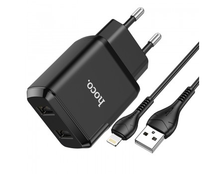 Зарядное устройство сетевое HOCO Lightning cable Speedy dual port charger set N7 |2USB, 2.1A| (Safety Certified)