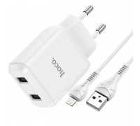 Зарядное устройство сетевое HOCO Lightning cable Speedy dual port charger set N7 |2USB, 2.1A| (Safety Certified)