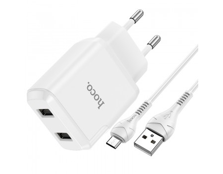 Зарядное устройство сетевое HOCO Micro USB cable Speedy dual port charger set N7 |2USB, 2.1A| (Safety Certified)