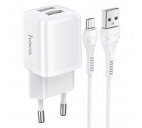 Зарядное устройство сетевое HOCO Micro USB Cable Briar dual port charger set N8 |2USB, 2.4A| (Safety Certified)