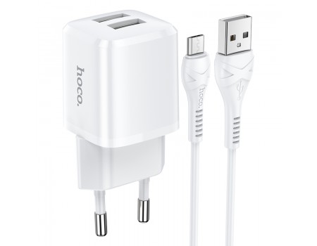 Зарядное устройство сетевое HOCO Micro USB Cable Briar dual port charger set N8 |2USB, 2.4A| (Safety Certified)