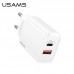 Зарядное устройство сетевое USAMS T35 Fast Charger US-CC121 |1USB/1Type-C, 20W, PD3.0/QC|